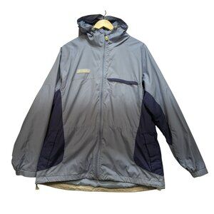 Columbia Women's Windbreaker Hoodie Jacket Size XL Light Blue Navy Hooded